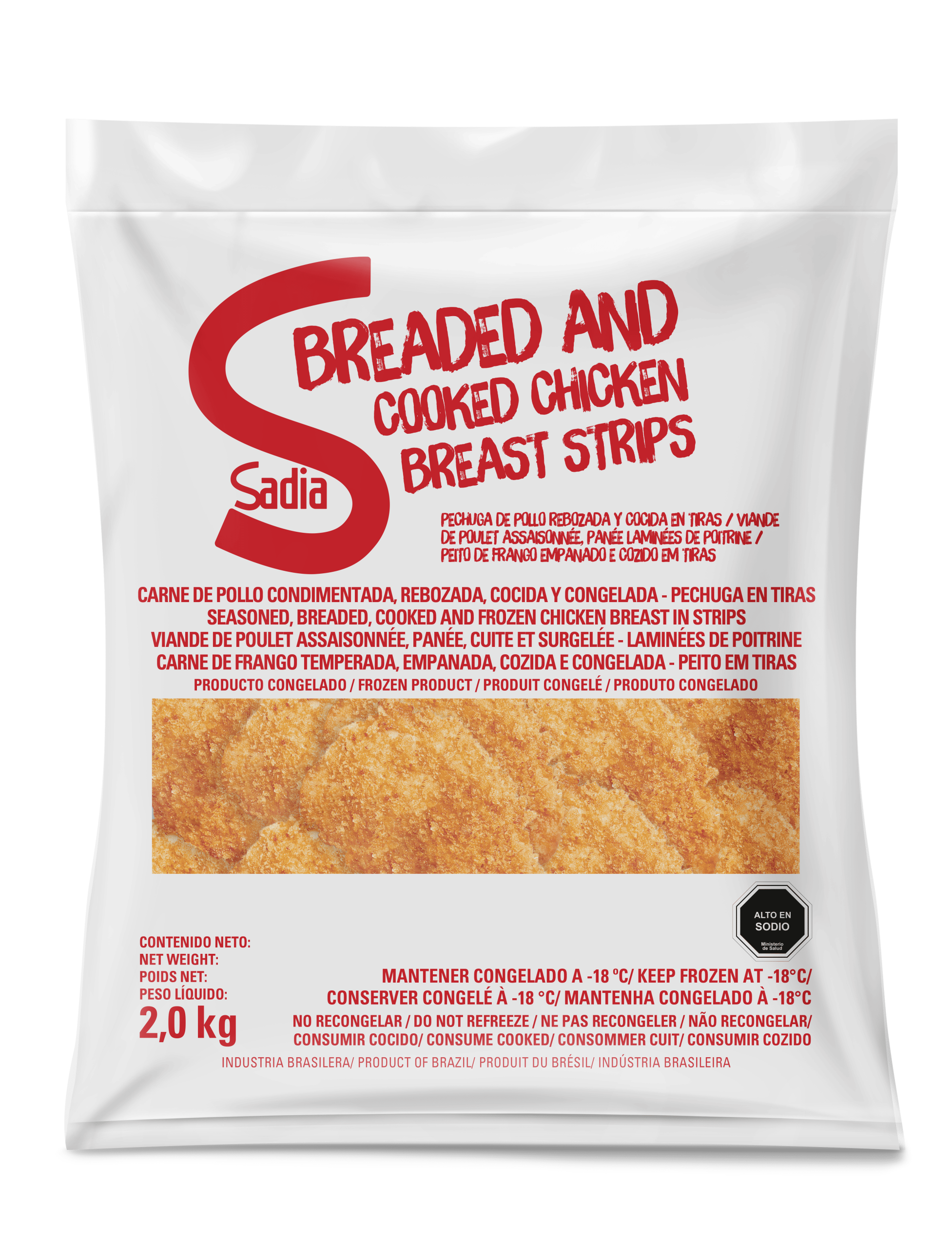 Tiritas de Pechuga de Pollo Rebozadas Congeladas Sadia 3 x 2 kg
